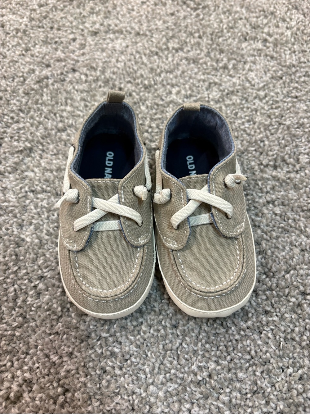 Old Navy Tan Canvas Baby Slip-On Shoes with White Laces
